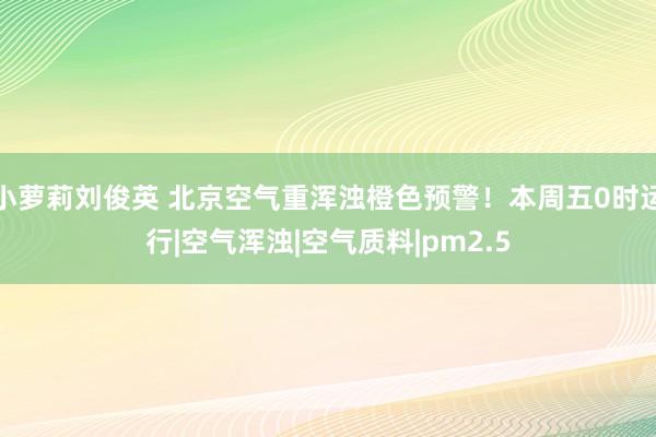 小萝莉刘俊英 北京空气重浑浊橙色预警！本周五0时运行|空气浑浊|空气质料|pm2.5