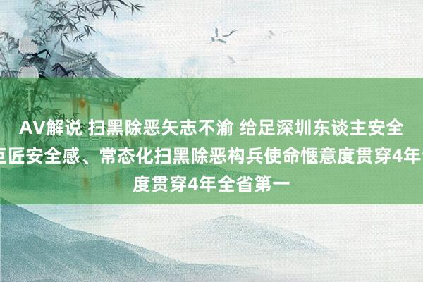 AV解说 扫黑除恶矢志不渝 给足深圳东谈主安全感 我市巨匠安全感、常态化扫黑除恶构兵使命惬意度贯穿4年全省第一